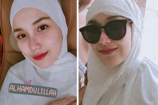 Potret Ayu Ting Ting Pakai Hijab Saat Umrah