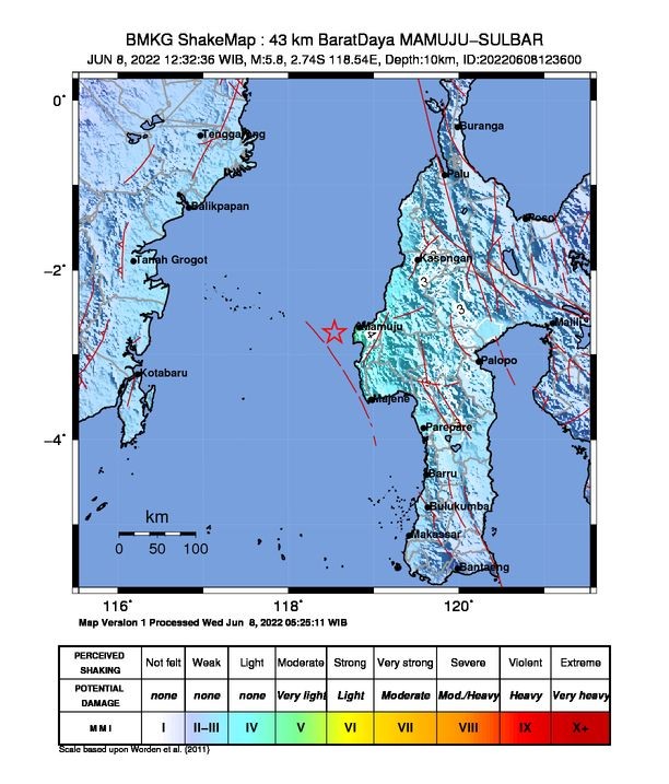 [BREAKING] Gempa M 5,8 di Mamuju Sulbar, Tidak Berpotensi Tsunami