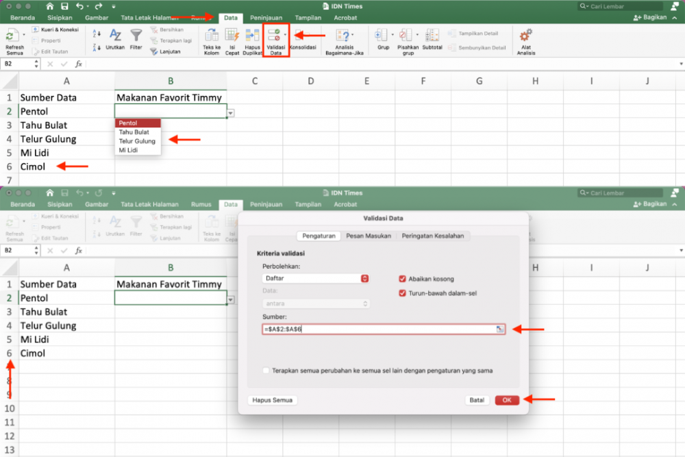 2 Cara Membuat Drop Down List Di Excel Dan Cara Editnya