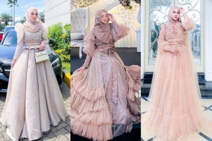 12 Dress Kondangan Hijab Glamor ala Eka Asyiqa, Mirip Barbie