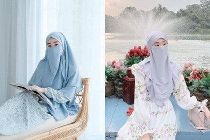 10 Potret Anggun Larissa Chou Bercadar, Bikin Netizen Speechless