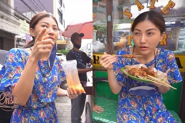 10 Potret Sarwendah Beli Jajan Kaki Lima, Santai Pakai Daster