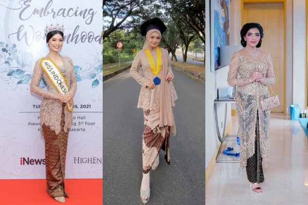 9 Inspirasi Kebaya Brokat Berwarna Cokelat, Pancarkan Pesona Anggun