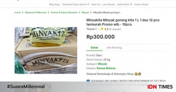 MinyaKita Dijual Online, Harganya Tembus Dua Kali Lipat