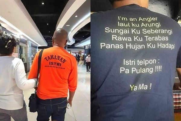 10 Potret Tulisan Kocak soal Suami Takut Istri di Kaus Bapack-Bapack