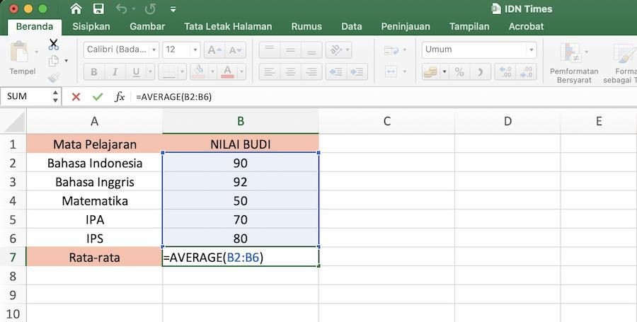 Rumus Rata-Rata Excel Dan Cara Mudah Menghitungnya