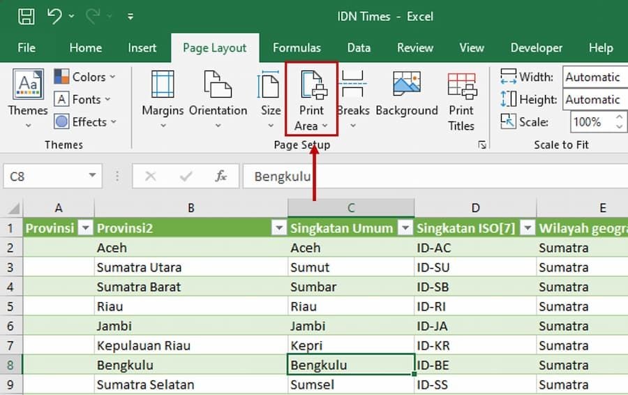 Excel printing