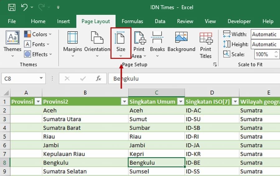 Excel printing