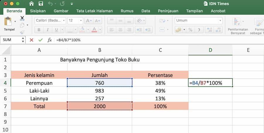 Rumus Persentase Excel Cara Menghitung Dan Contoh Soal