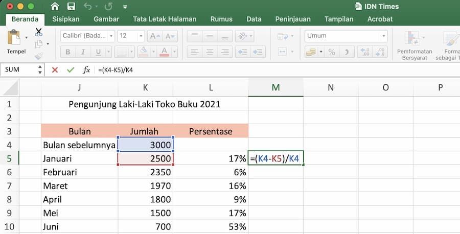 Cara Menghitung Persen Di Excel Dengan Contoh Soalnya