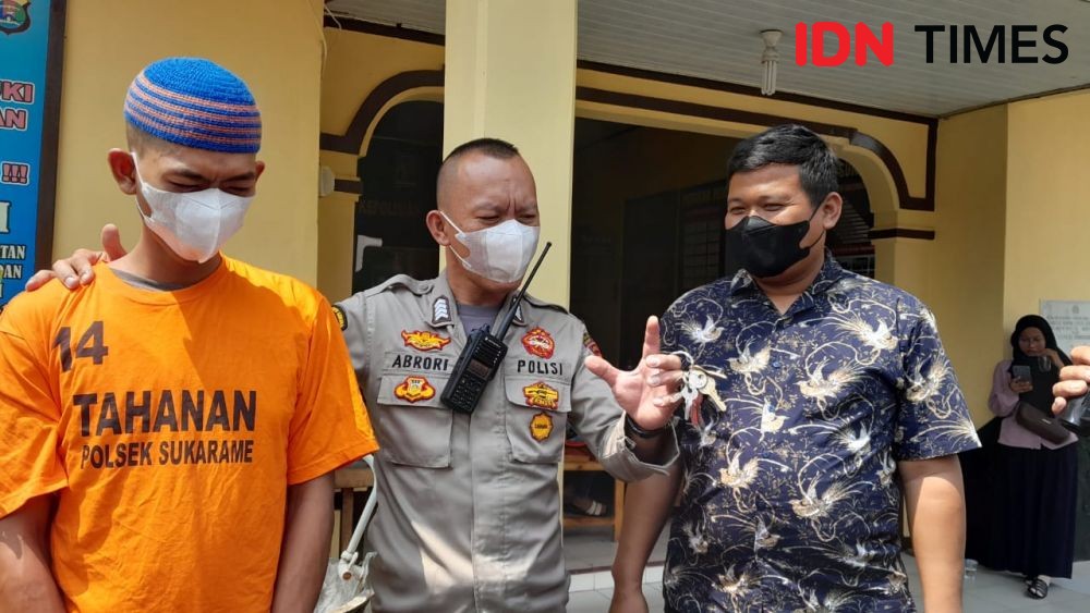 Tertunduk Lesu, Pencuri Motor Jamaah Masjid Bandar Lampung Tertangkap