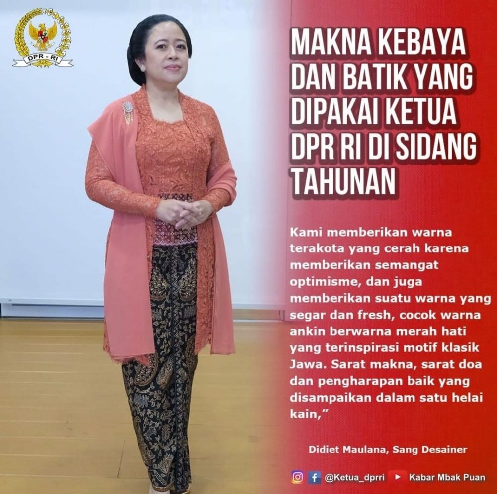 Makna Kebaya Terakota Yang Dipakai Puan Maharani Di Sidang