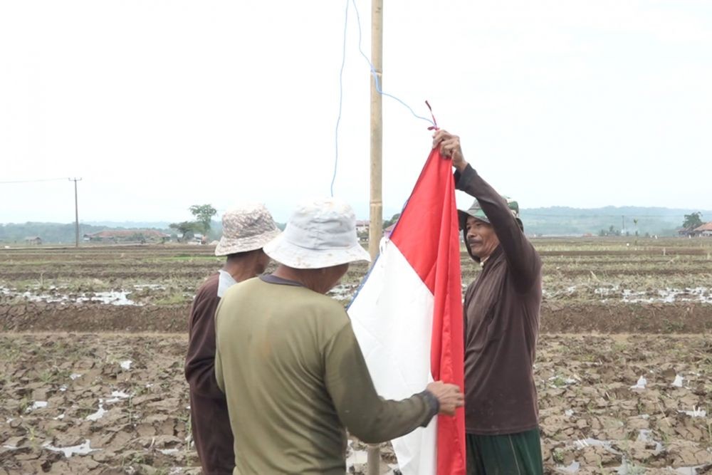 Peringati Kemerdeakaan, Petani Subang Upacara Bendera di Tengah Sawah