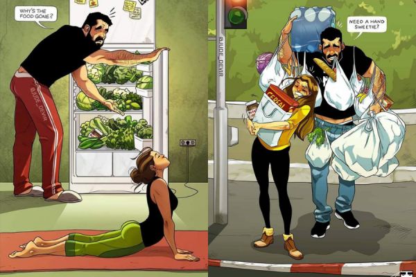 10 Ilustrasi Kocak Keseharian Pasangan Baru Saat Tinggal Bersama