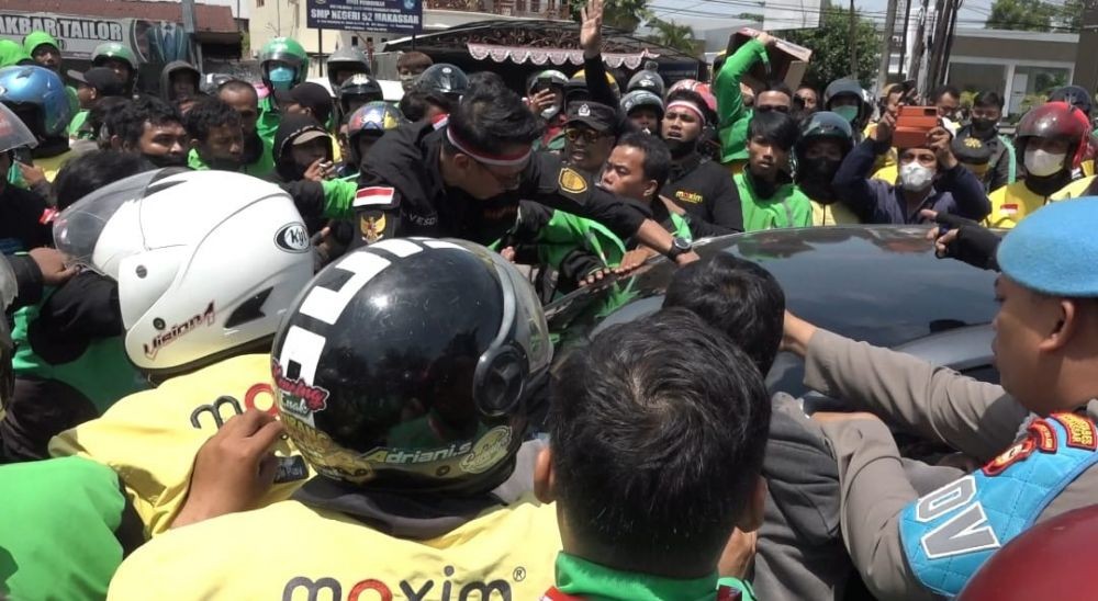 BBM Naik, Driver Ojol di Makassar Demo Tuntut Tarif Dinaikkan