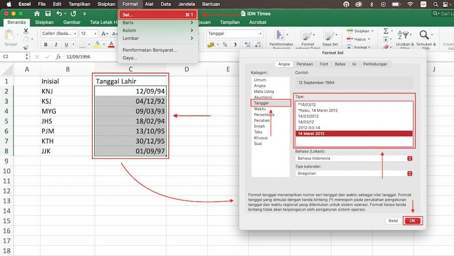 Cara Merubah Format Tanggal Di Excel Dengan Rumus Microsoft 3 Mengubah Gak Perlu Manual Portal 7995