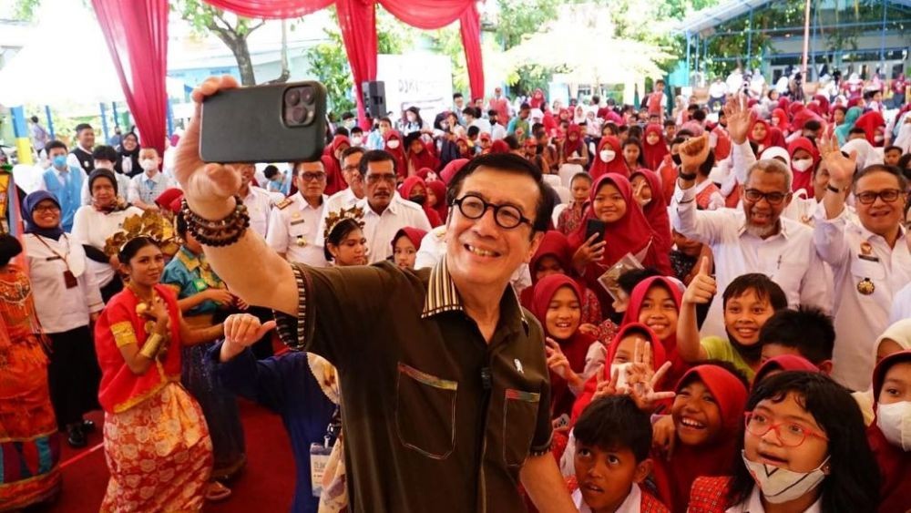 Di Makassar, Yasonna Ajari Anak SD soal Kekayaan Intelektual