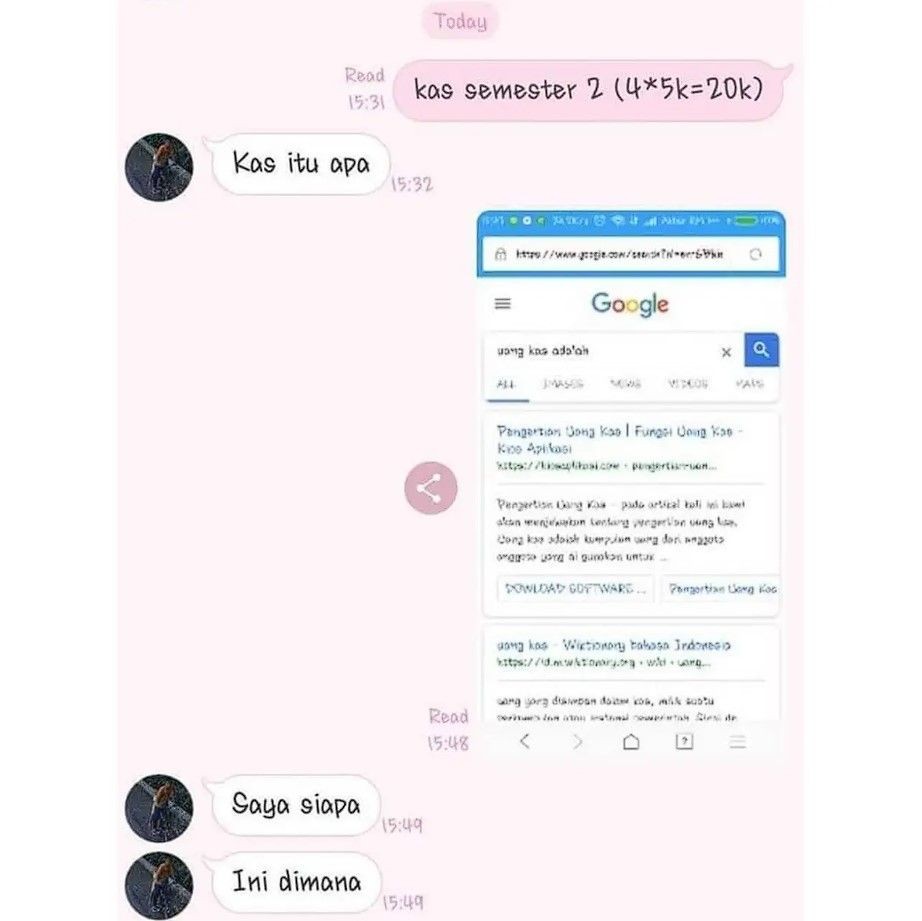 15 Chat Ditagih Uang Kas Sama Bendahara