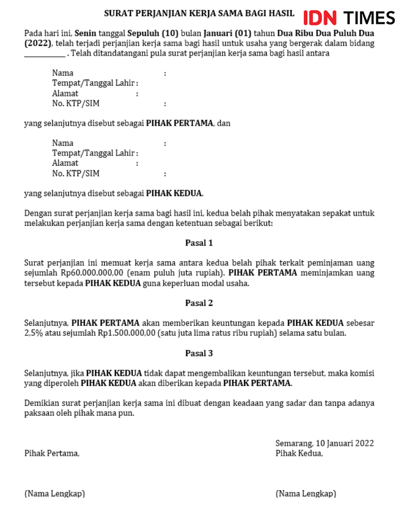 10 Contoh Surat Perjanjian Kerjasama Yang Benar Simak Yuk 1894