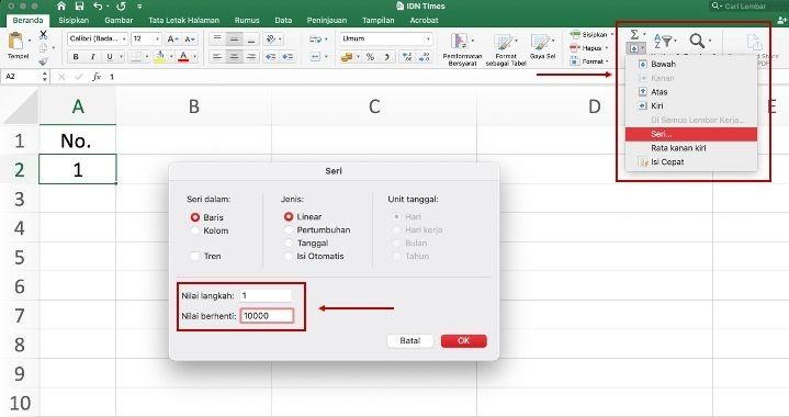 4 Cara Membuat Nomor Urut di Excel, Bisa Manual dan Otomatis