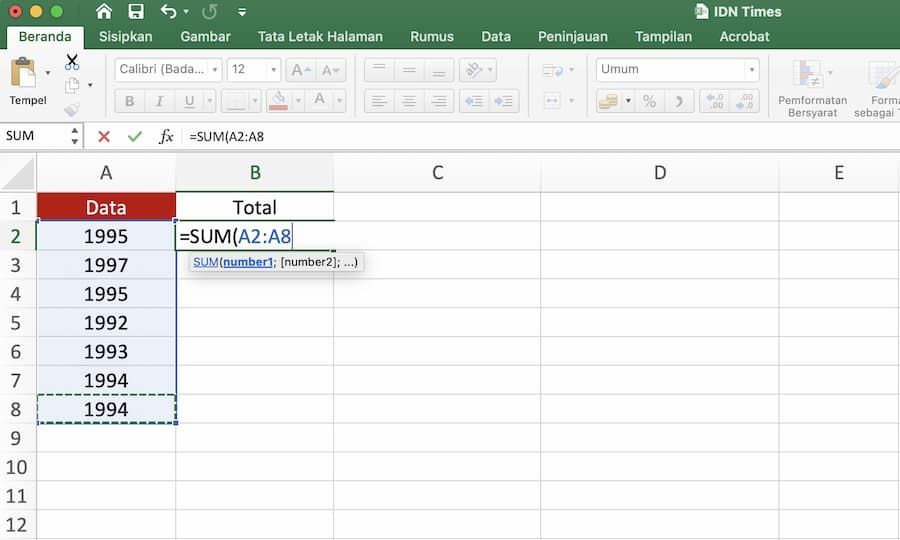 Fungsi Sum Excel Rumus Dasar Penjumlahan Otomatis 2077