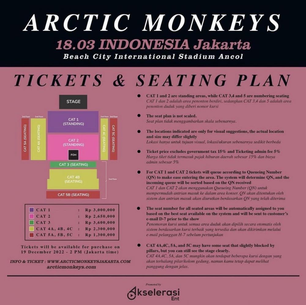Harga Tiket Konser Arctic Monkeys Jakarta dan Cara Belinya