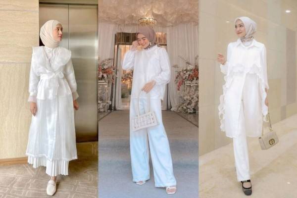 10 Ide Setelan Hijab Warna Putih, Andalan Kondangan Simpel!