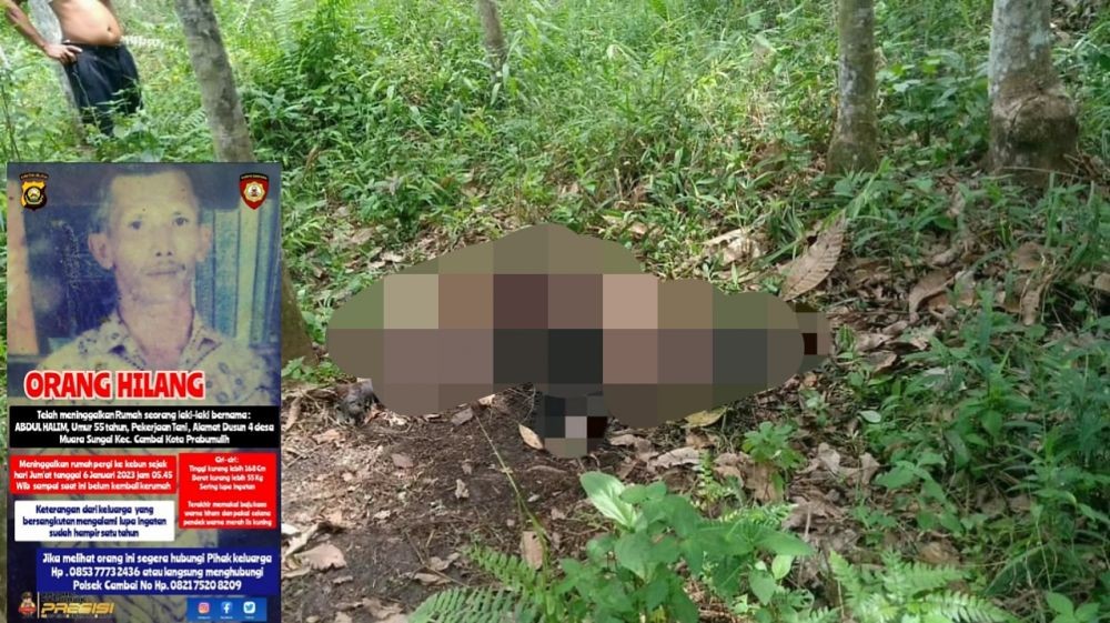 Hilang 10 Hari, Warga Prabumulih Ditemukan Membusuk di Kebun Karet