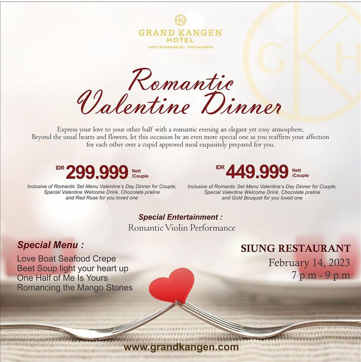 8 Promo Dinner Valentine Hotel di Jogja Makan Malam Romantis
