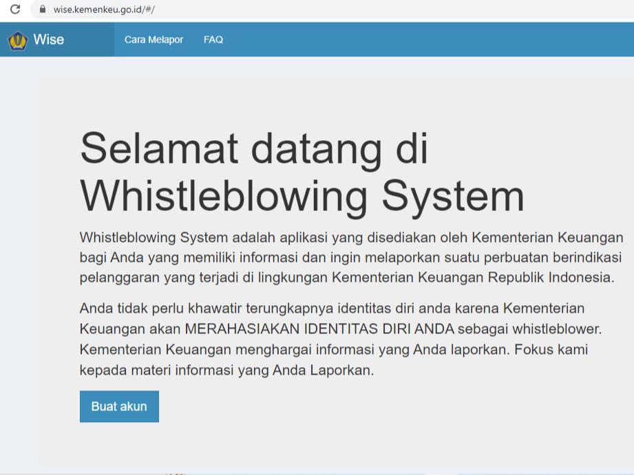 Situs web www.wise.kemenkeu.go.id