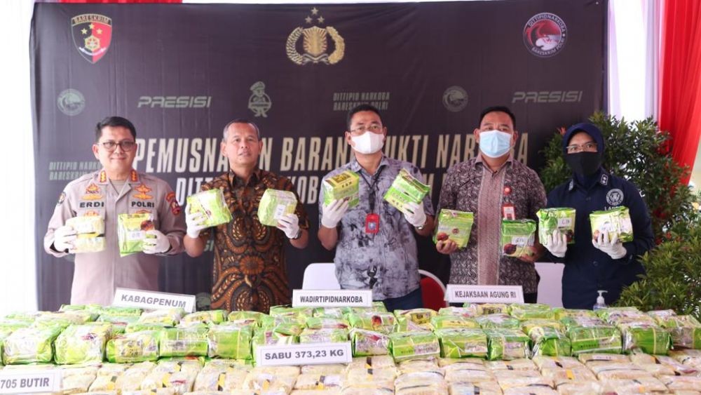 Bareskrim Musnahkan 373 Kg Sabu, 17 Kg Ganja