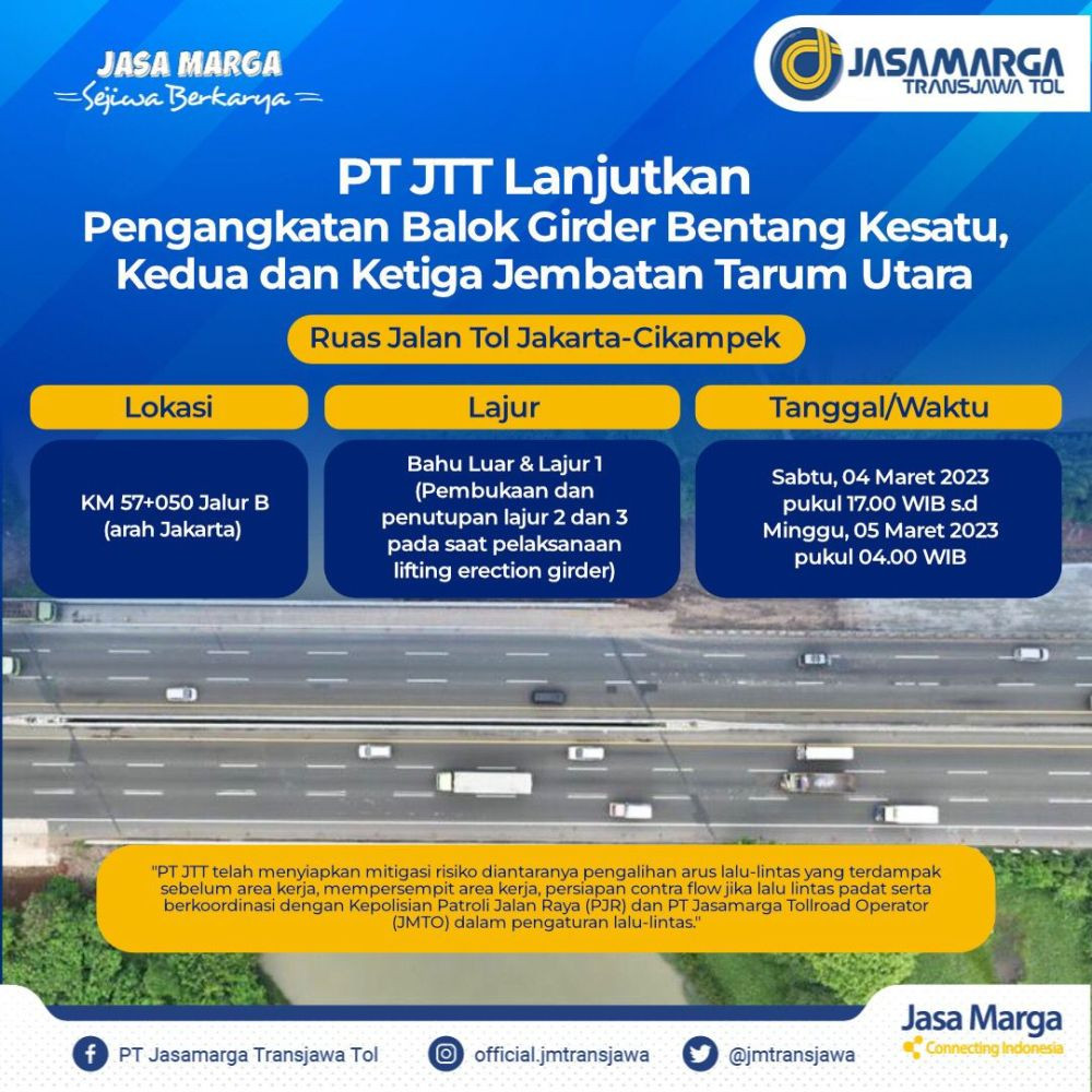 Tol Japek KM 57 Arah Jakarta Dibuka-Tutup hingga Minggu Pagi