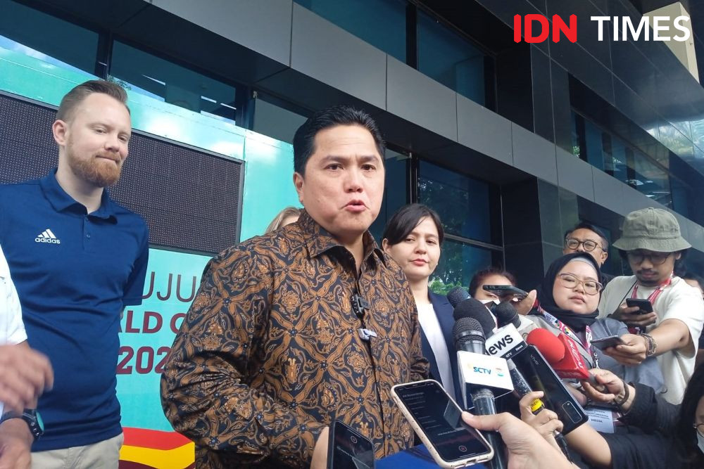 Ketum PSSI, Erick Thohir, di GBK Arena. (IDN Times/Sandy Firdaus)