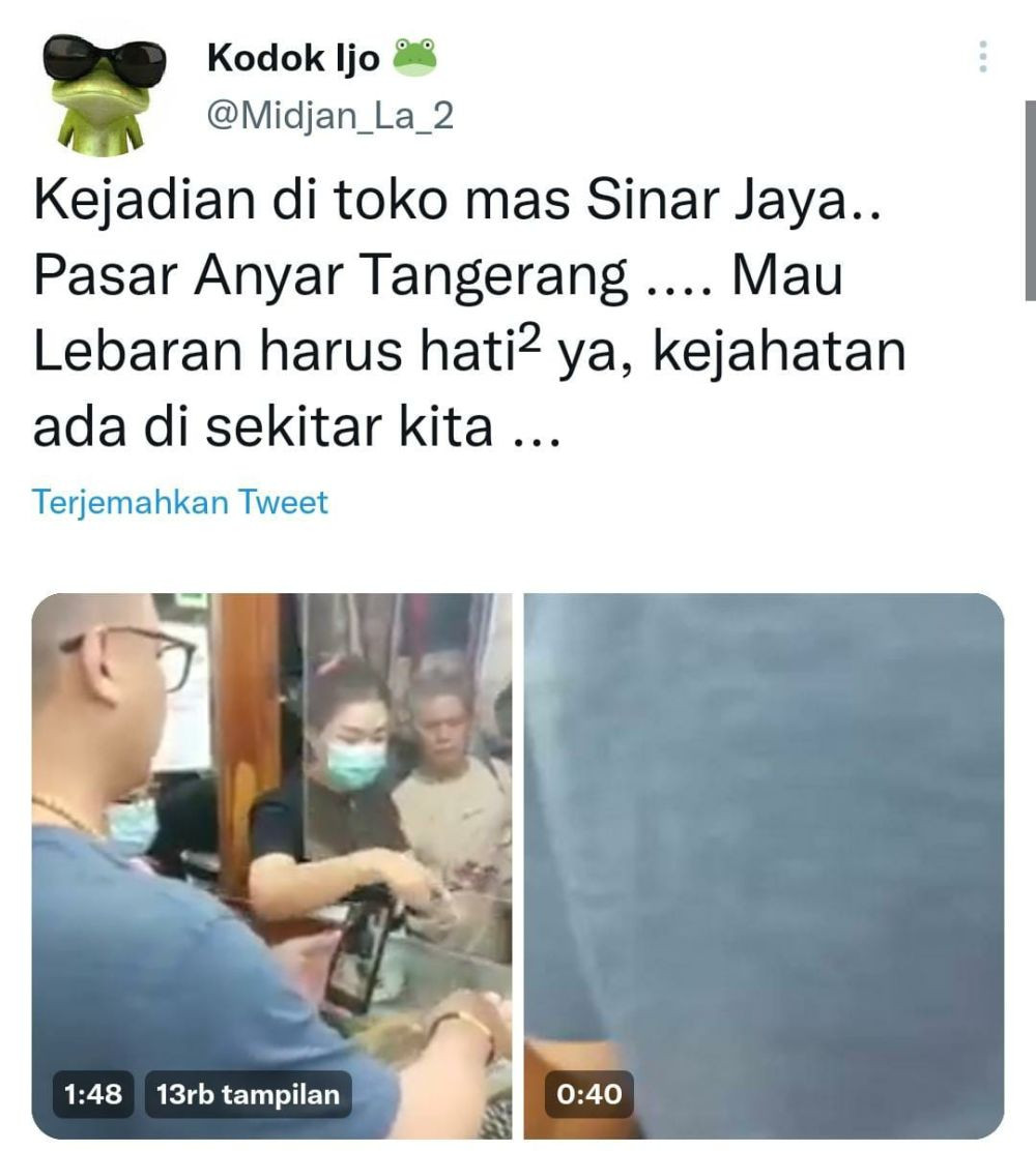 Viral di Medsos Percobaan Pencurian di Toko Emas Pasar Anyar Tangerang
