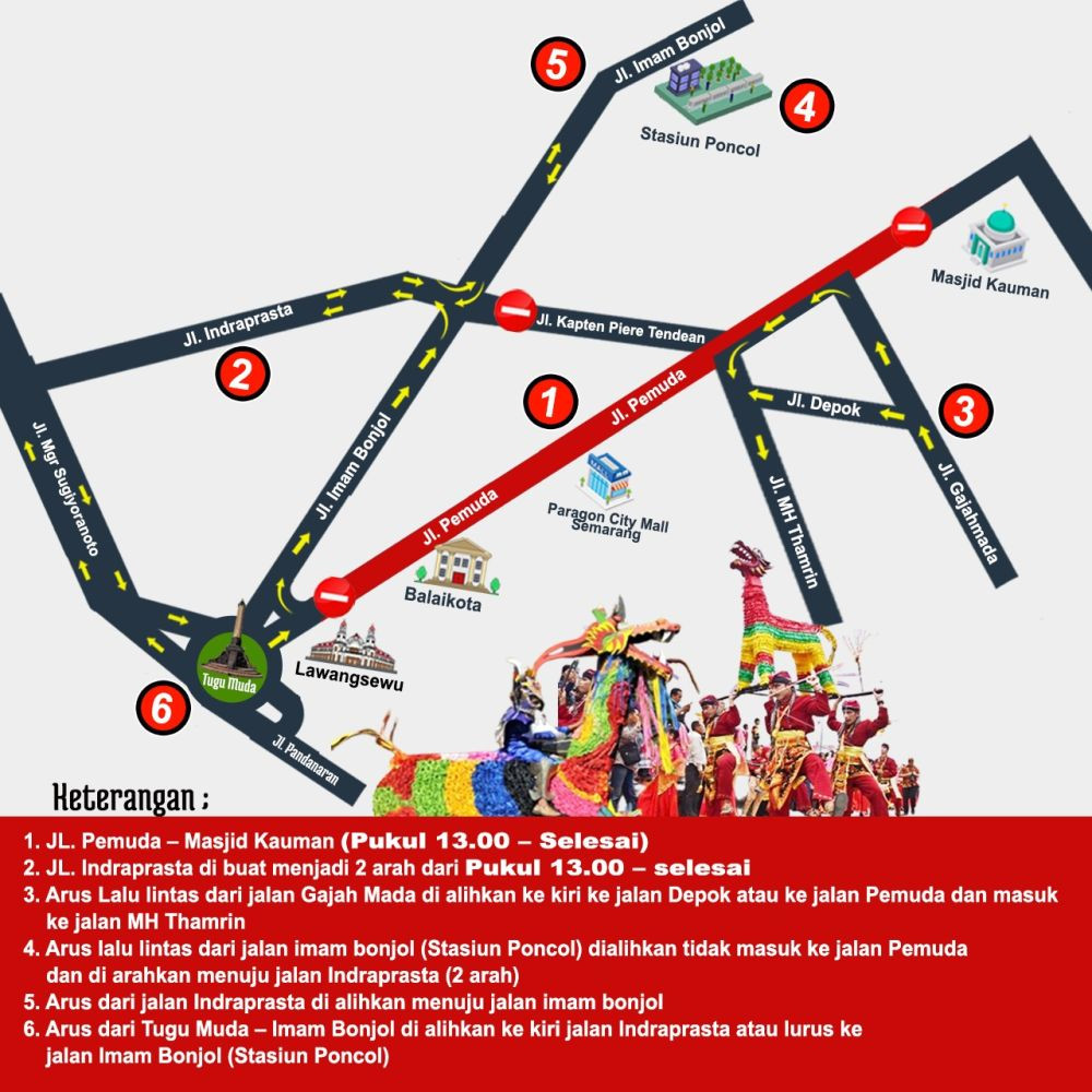 Daftar Jalan yang Tutup saat Prosesi Dugderan Semarang Sambut Ramadan