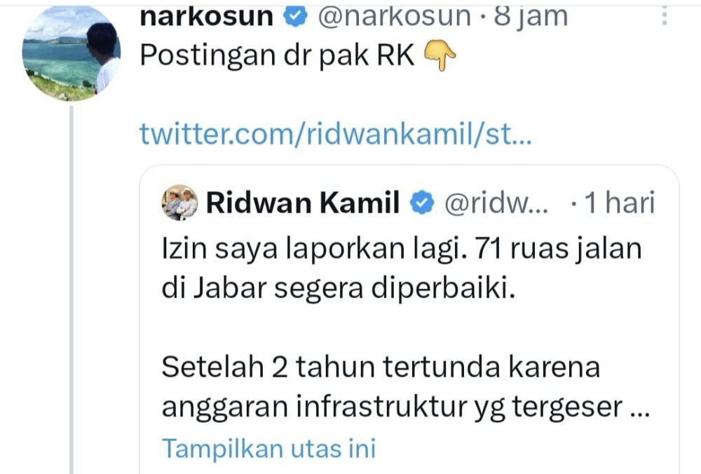 Postingan Perbaikan Jalan Ridwan Kamil Disoal, DBMPR Beri Penjelasan