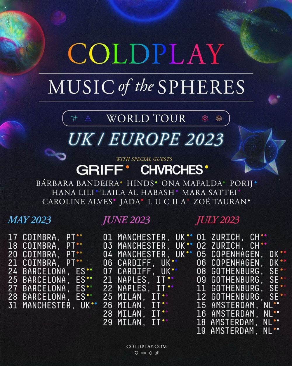 coldplay us tour 2023 setlist