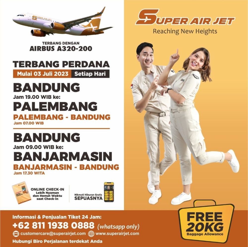 Penerbangan Palembang-Bandung-Palembang Dibuka Mulai 3 Juli 2023