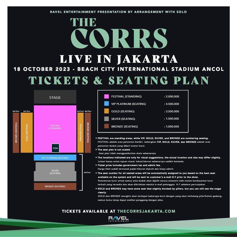 Harga Tiket Konser The Corrs Di Jakarta, Mulai Dari Rp1 Juta