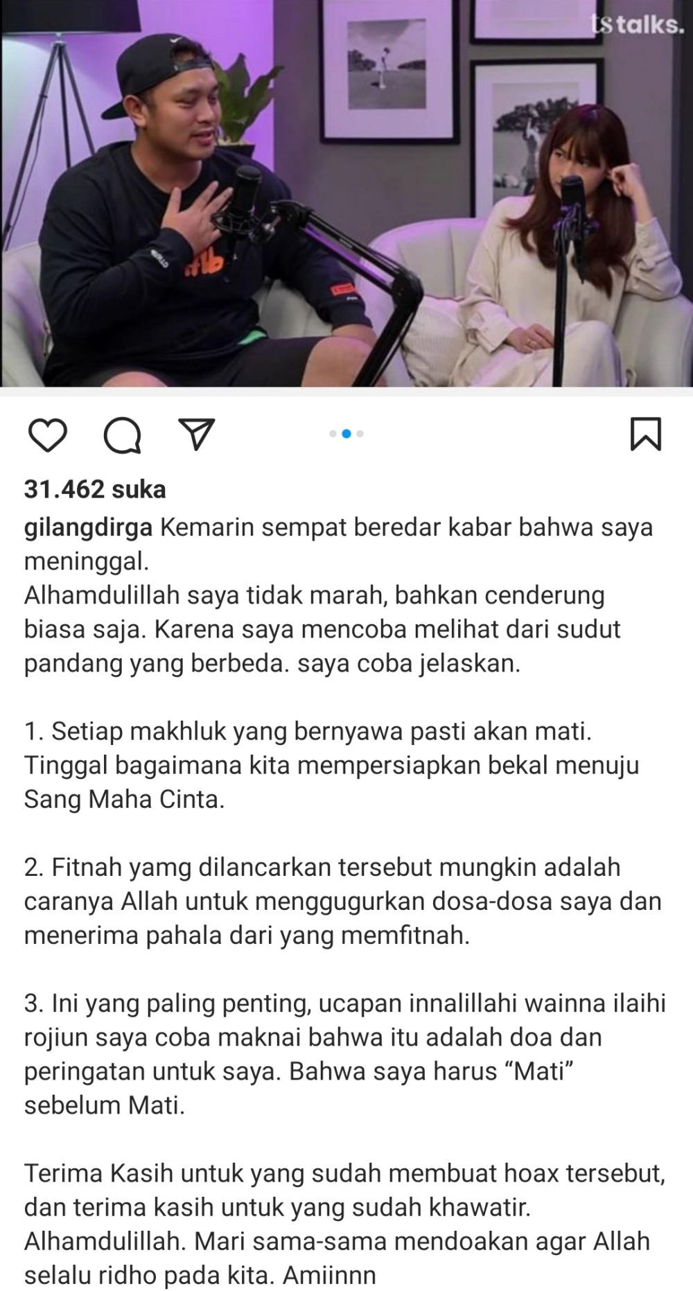 Gilang Dirga Dikabarkan Meninggal Dunia, Cek Faktanya!