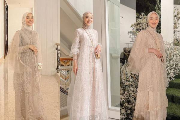 7 Style Dress Brokat Hijab Untuk Kondangan Ala Intan Sugih