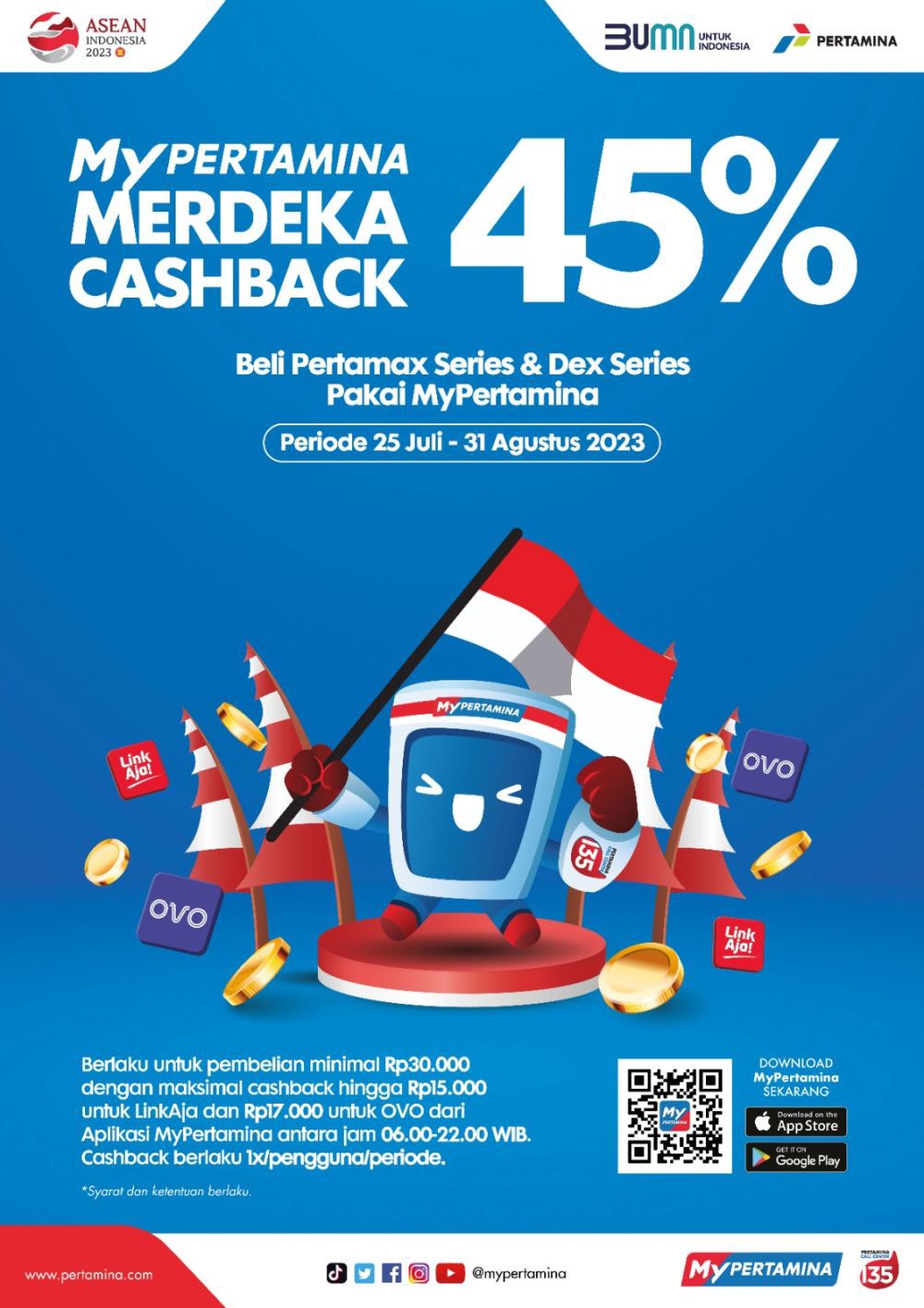 HUT Kemerdekaan! Beli BBM Pakai  MyPertamina Dapat Cashback 45 Persen