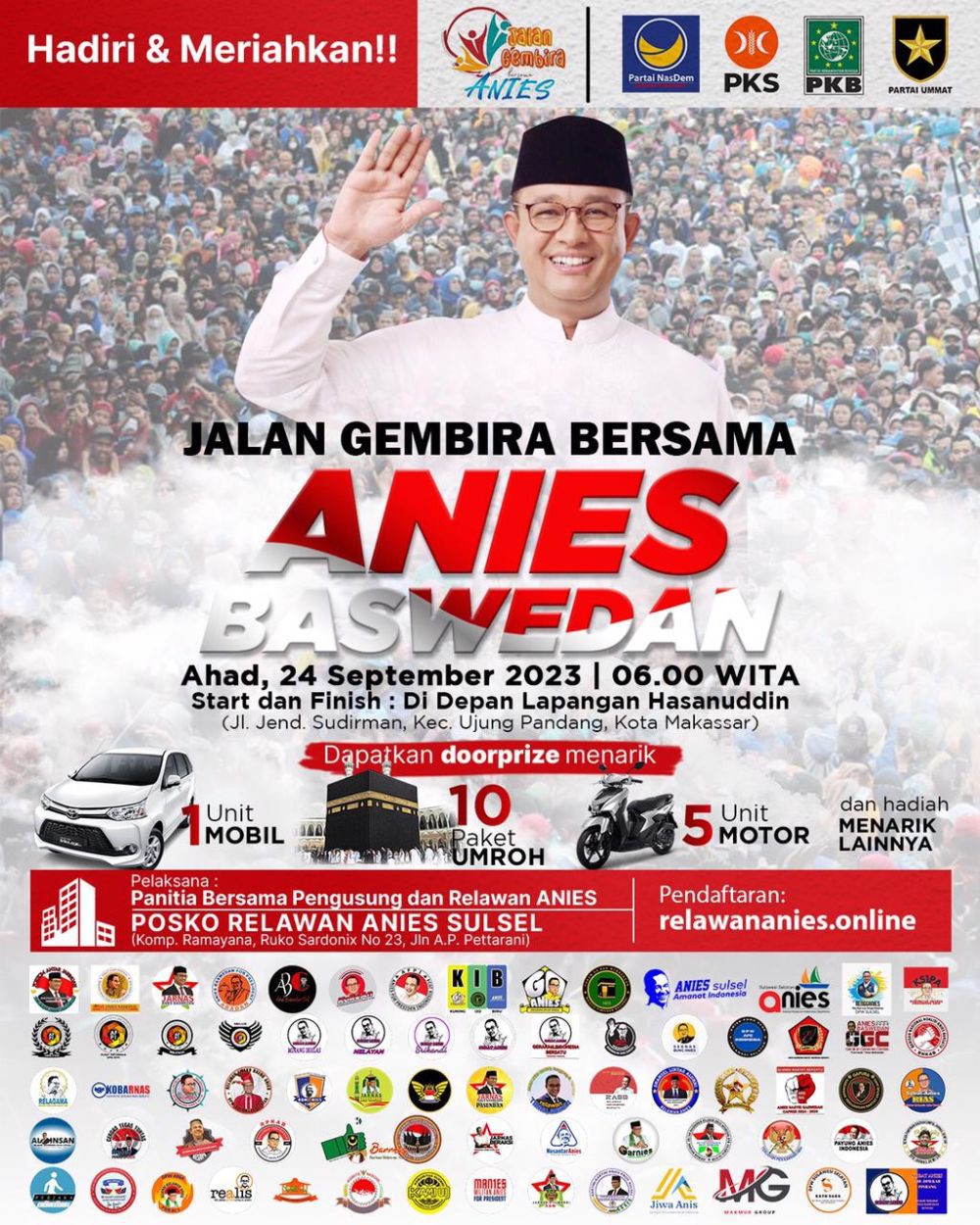 Anies dan Cak Imin Dijadwalkan Hadiri Jalan Gembira di Makassar