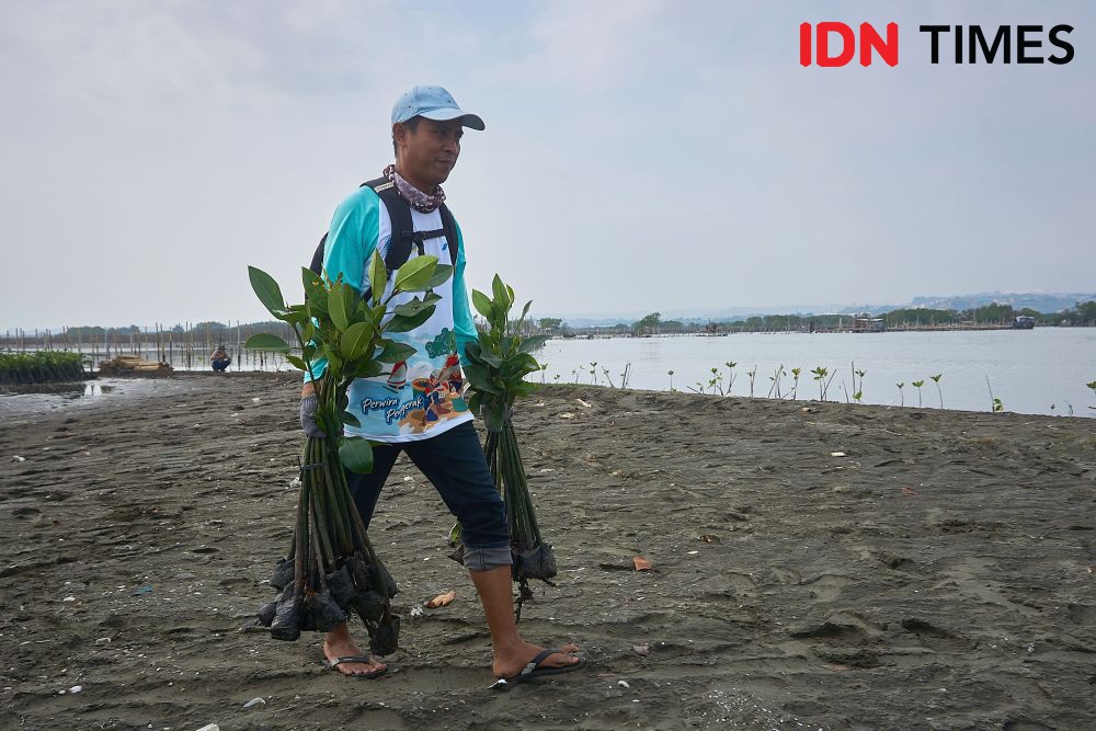 [FOTO] Perwira Pertamina Menjaga Pantai Tirang Tidak Hilang