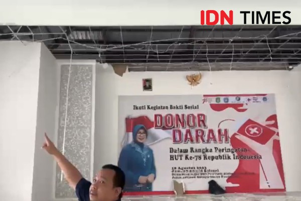 Baru Dibangun 3 Bulan, Plafon Markas PMI Kalbar Ambruk