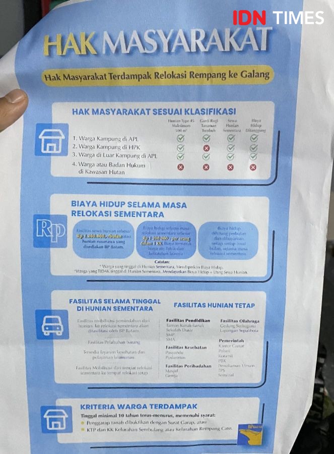 Begini Isi Brosur yang Dibagikan Petugas Sosialisasi ke Warga Rempang