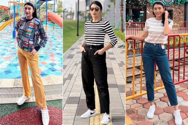 7 Outfit Liburan ala Tyas Mirasih, Nyaman Pakai Long Pants