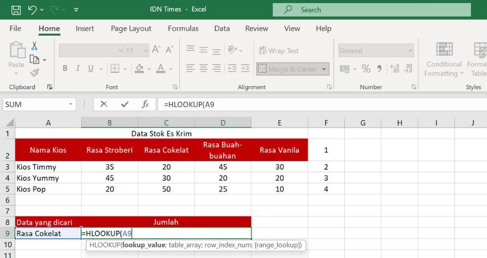 Cara Menggunakan Rumus HLOOKUP Di Excel Dan Contohnya