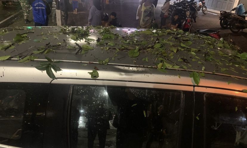 Hujan dan Banjir di Medan, Ada 2 Mobil yang Tertimpa Pohon 