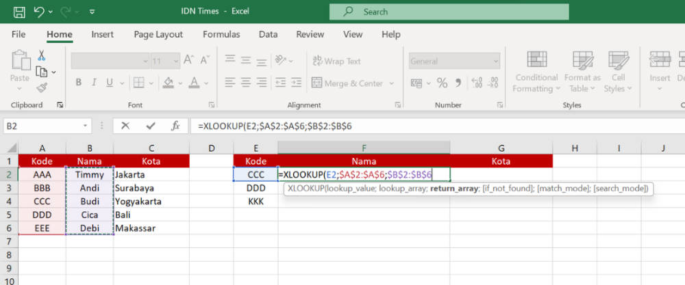 Rumus Dan Fungsi XLOOKUP Di Excel Dan Cara Menggunakannya